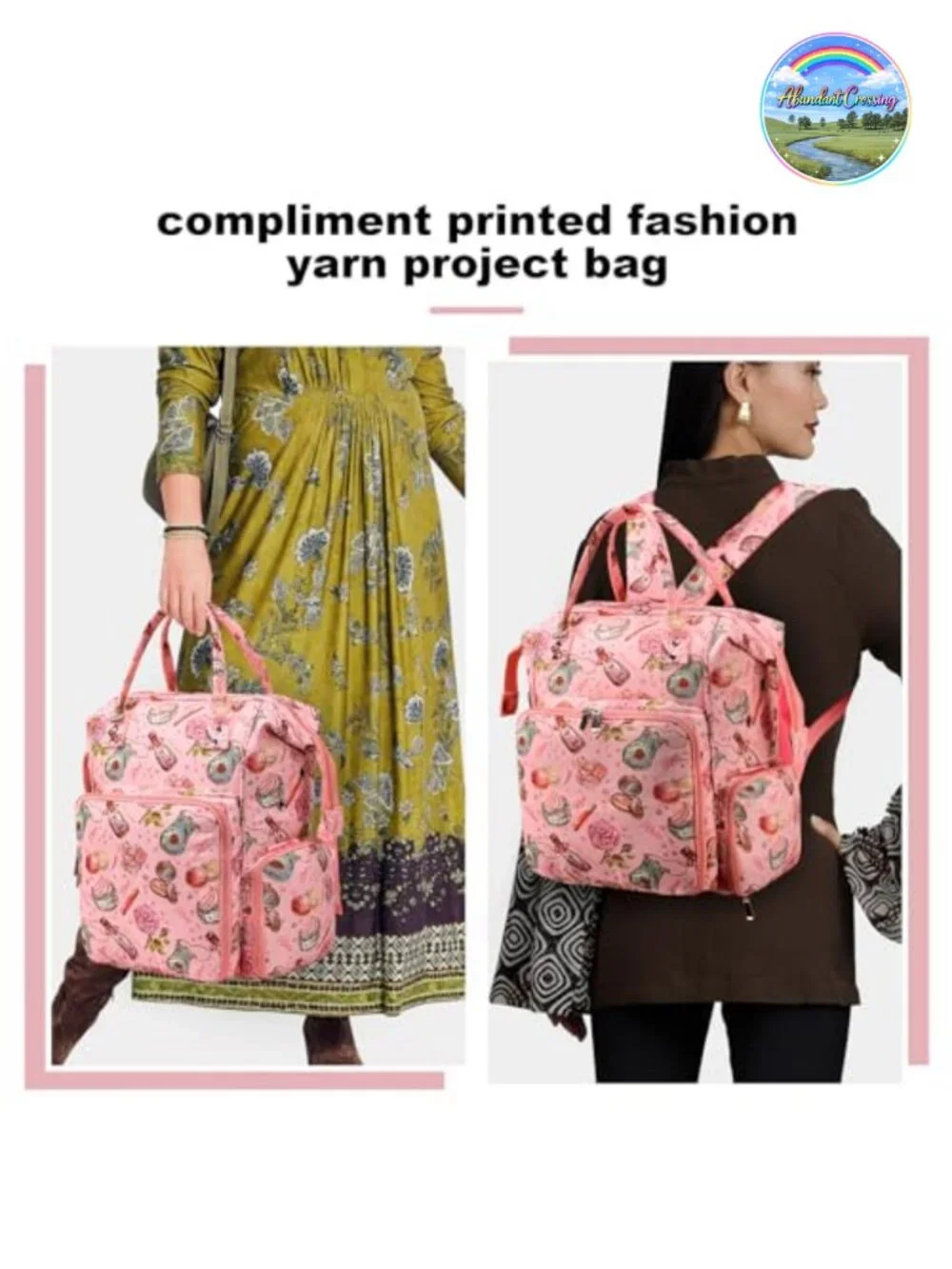Knitting Bag Backpack Large Capacity Crochet Supply Organizer Tote Storage
